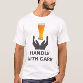 T-shirts Alça De Vidro De Cerveja Com Cuidado Branco Engraç