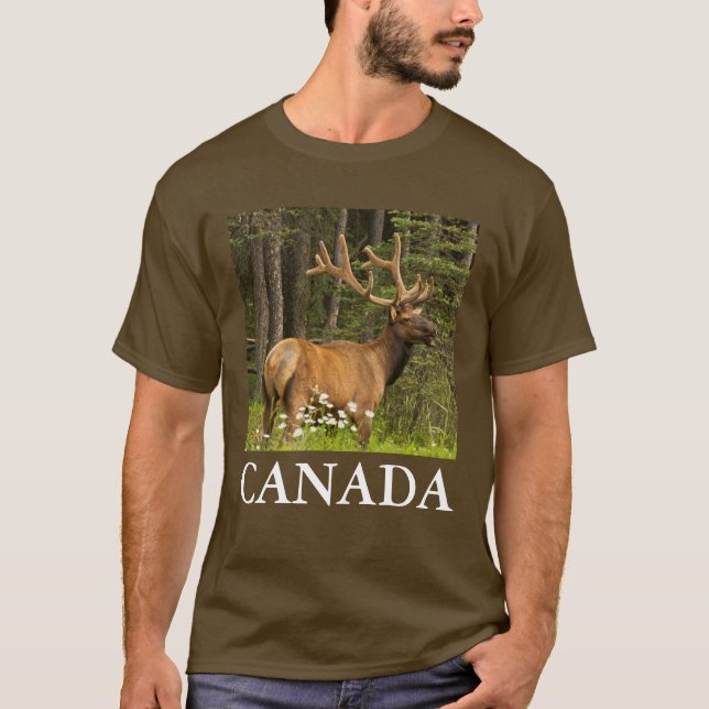 T-shirts Alce macho em veludo, Canadá (Frente)