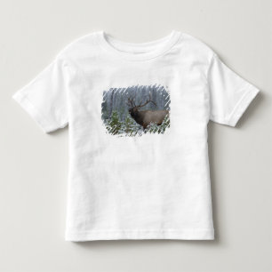 T-shirts Alce macho na neve chamando, bugling, Yellowstone