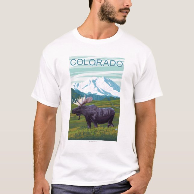 T-shirts Alces com MountainColorado (Frente)