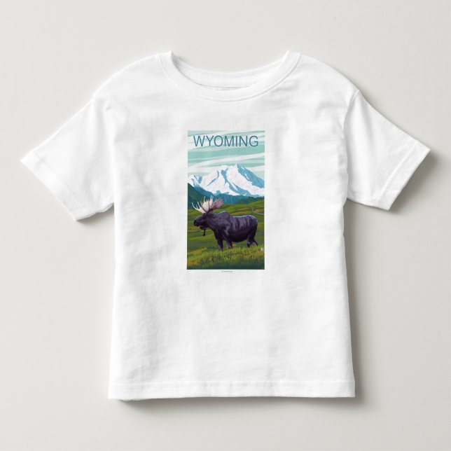 T-shirts Alces com MountainWyoming (Frente)