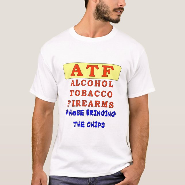 T-SHIRTS ÁLCOOL TOBACCO FIREARS (Frente)