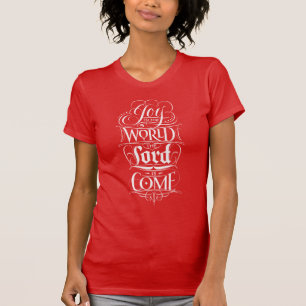 T-shirts Alegria ao Cristão da Caligrafia do Natal Mundial