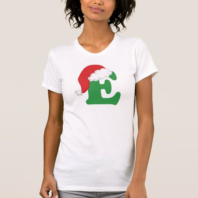 T-shirts Alfabeto da letra E do Natal (Frente)