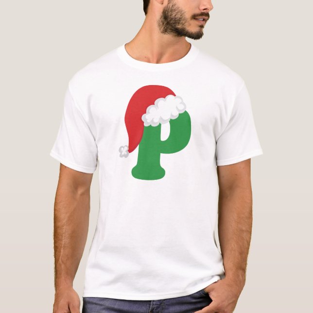 T-shirts Alfabeto da letra P do Natal (Frente)