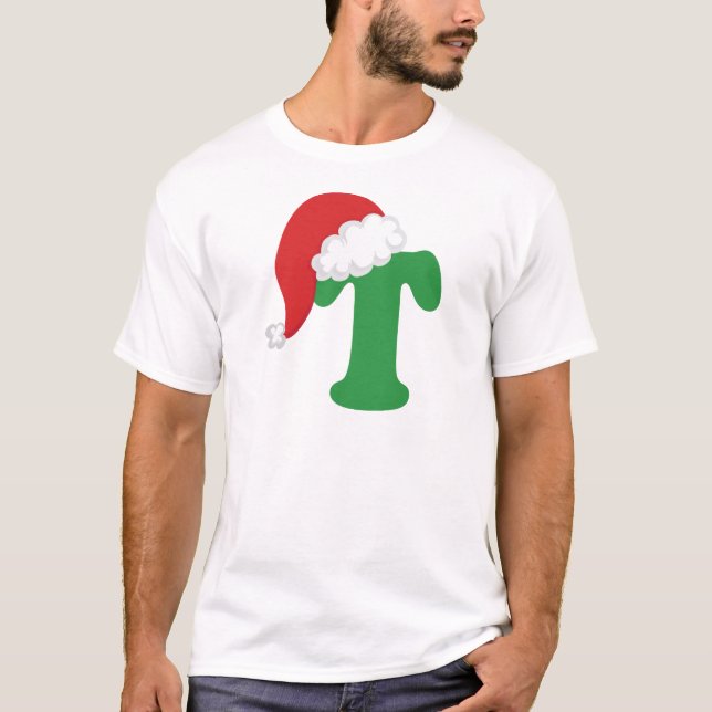 T-shirts Alfabeto da letra T do Natal (Frente)