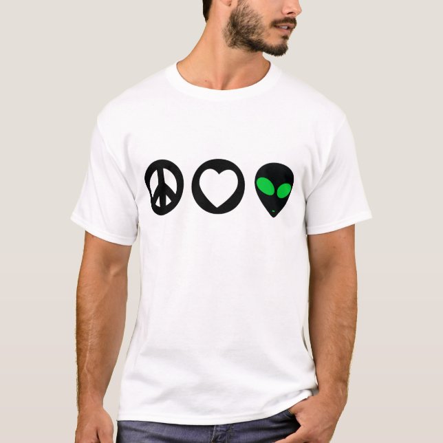 T-shirts Alienígena do amor da paz (Frente)