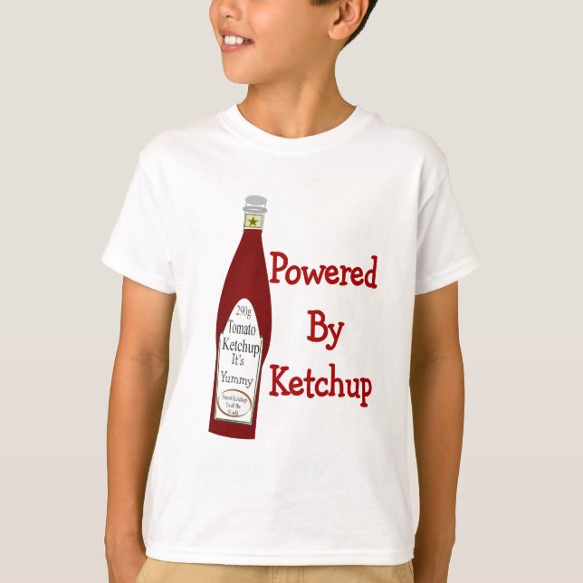 T-shirts Alimentado Por Ketchup (Frente)