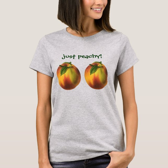 T-shirts Alimento Antigo Fruta, Pêssego Orgânico Maduro com (Frente)
