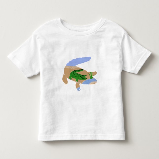 T-shirts Alligator Green Whimsical Cartoon Art (Frente)