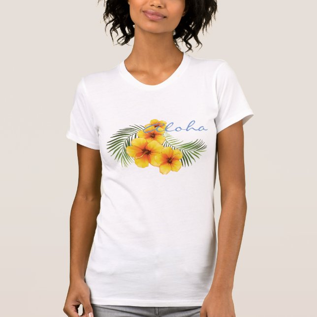 T-shirts Aloha feminina no topo (Frente)