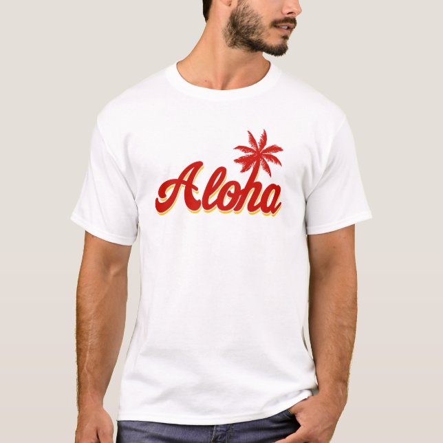 T-shirts Aloha Hawaii Palm Tree (Frente)