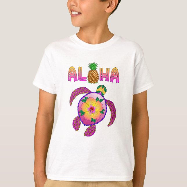 T-shirts Aloha Hawaiian Honu Turtle (Frente)