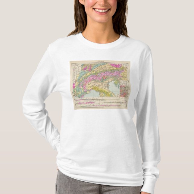 T-shirts Alpenlander - mapa do atlas dos cumes (Frente)