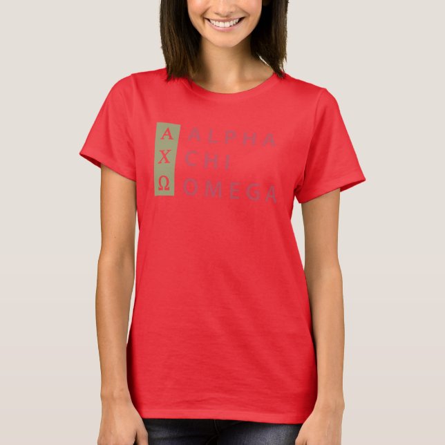 T-shirts Alpha Chi Omega | Logotipo empilhado (Frente)