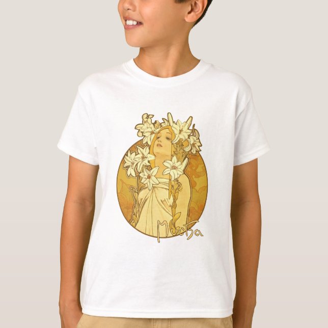 T-shirts Alphonse Mucha - as flores (Frente)