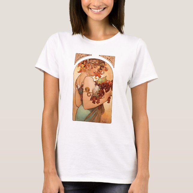 T-shirts Alphonse Mucha - as frutas (Frente)