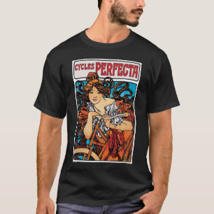 T-shirts Alphonse Mucha - Cycles Perfecta Arte Novo Retrô