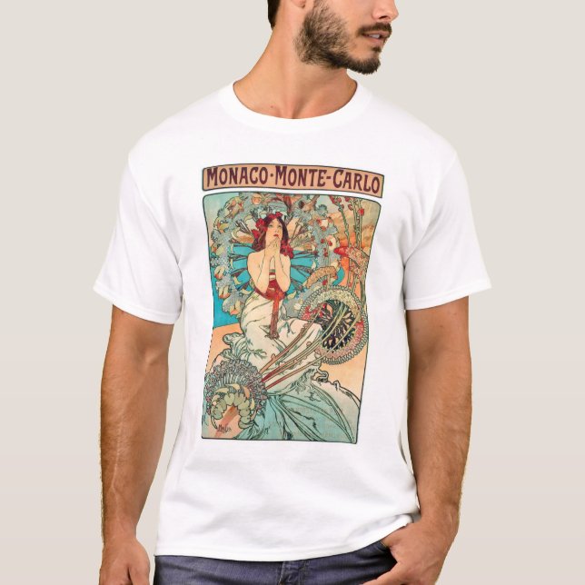 T-shirts Alphonse Mucha Monaco, Monte - Carlo, 1897 (Frente)