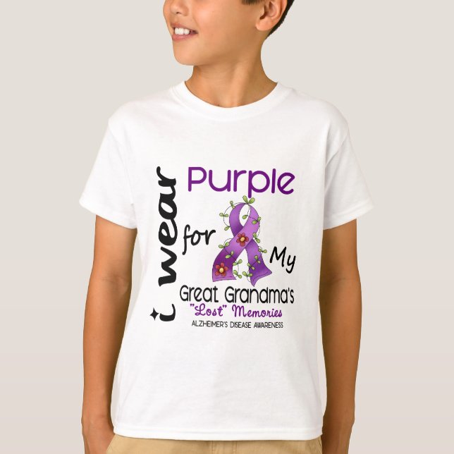 T-shirts Alzheimers eu visto o roxo para minha grande avó (Frente)