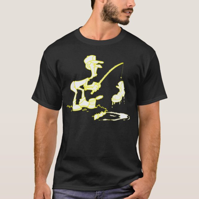 T-shirts Amarelo da bota da pesca (Frente)