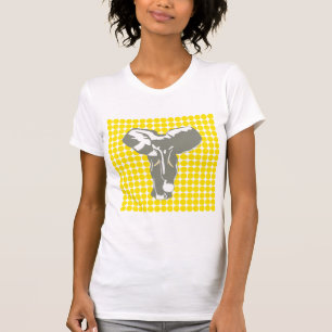 T-shirts Amarelo Dourado Safari Pontilhado com Elefante Pop