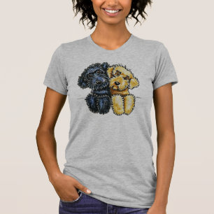 T-shirts Amarelo preto de Labradoodles alinhado