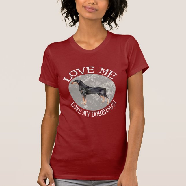 T-shirts Ame-me, ame-o meu Doberman (Frente)