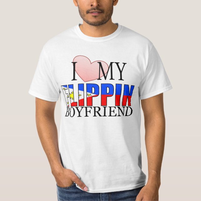 T-shirts Ame meu namorado de Flippin (o filipino) (Frente)