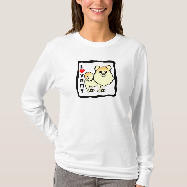 T-shirts Ame meu Pomeranian (Frente)
