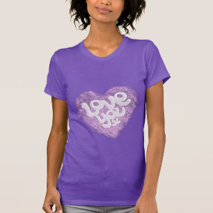 T-shirts Ame-o a luz de x - coração roxo no T escuro das
