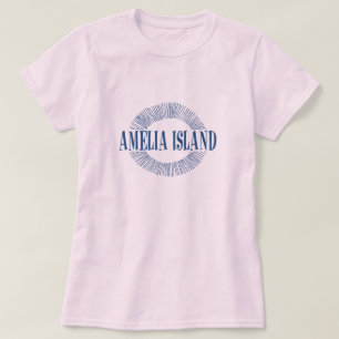 T-shirts Amelia Island no azul com design do sol