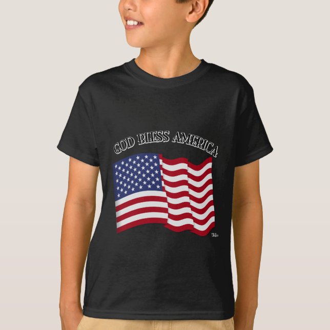 T-shirts AMÉRICA deus abençoe com bandeira dos EUA (Frente)