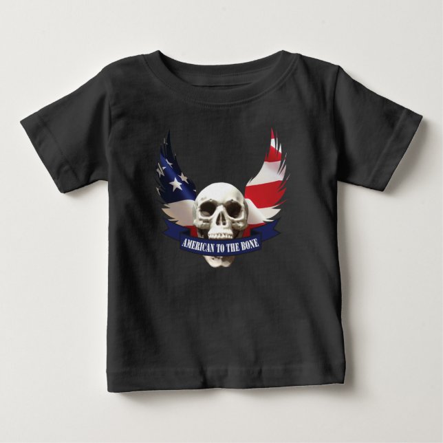 T-shirts Americano ao crânio ósseo (Frente)