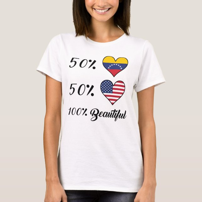 T-shirts Americano do venezuelano 50% de 50% 100% bonito (Frente)