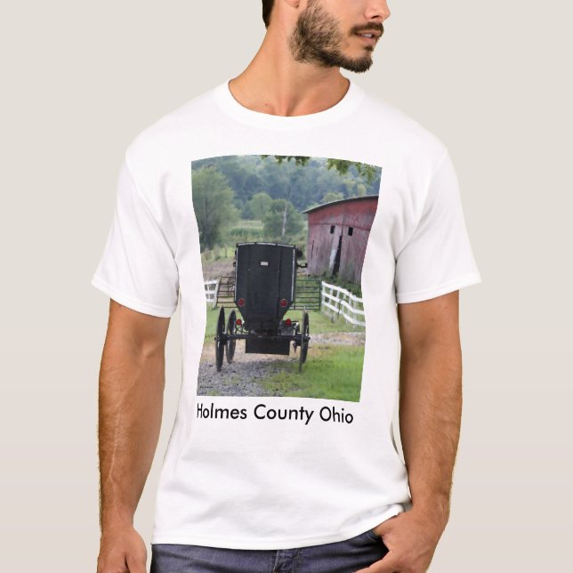 T-shirts Amish Buggie - Holmes Co OH, o Condado de Holmes (Frente)
