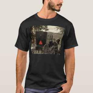 T-shirts Amish Horse e Buggy Sepia Postcard Arte Digital