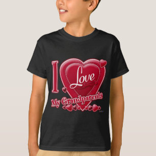 T-shirts Amo o coração vermelho dos meus avós