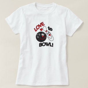 T-shirts Amor a rolar Pin de boliche e bola