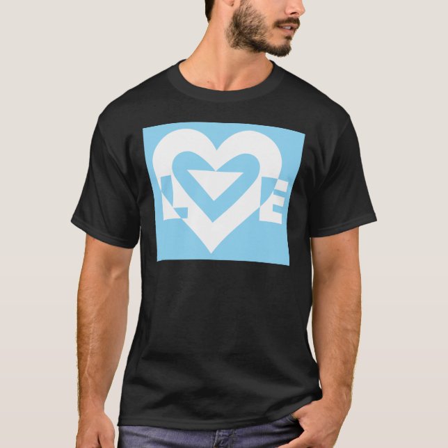 T-shirts Amor Branco em Azul (Frente)