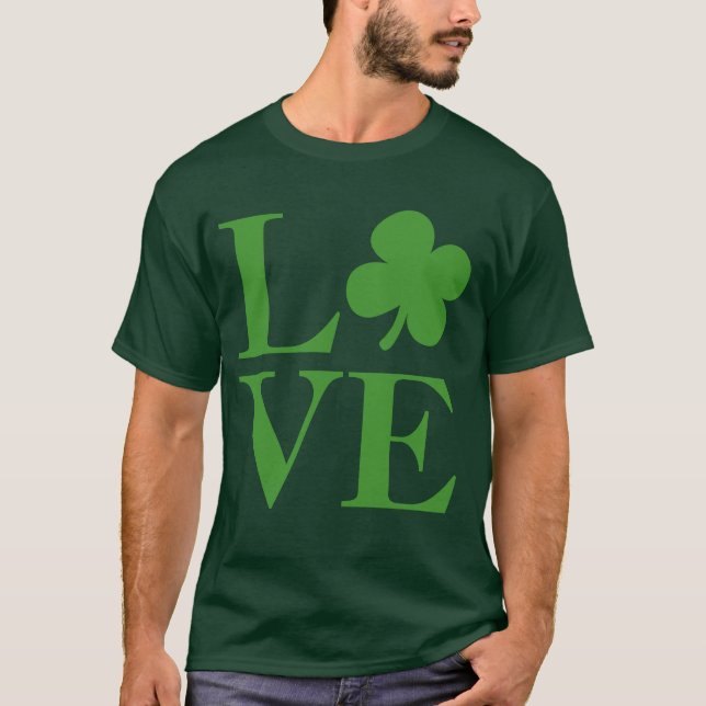 T-shirts Amor com Shamrock Verde (Frente)