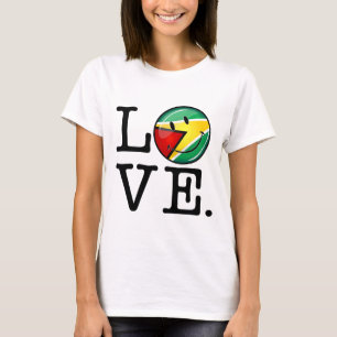 T-shirts Amor Da Guiana Sorrindo Bandeira Da Guiana