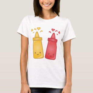 T-shirts Amor da mostarda e da ketchup de Kawaii