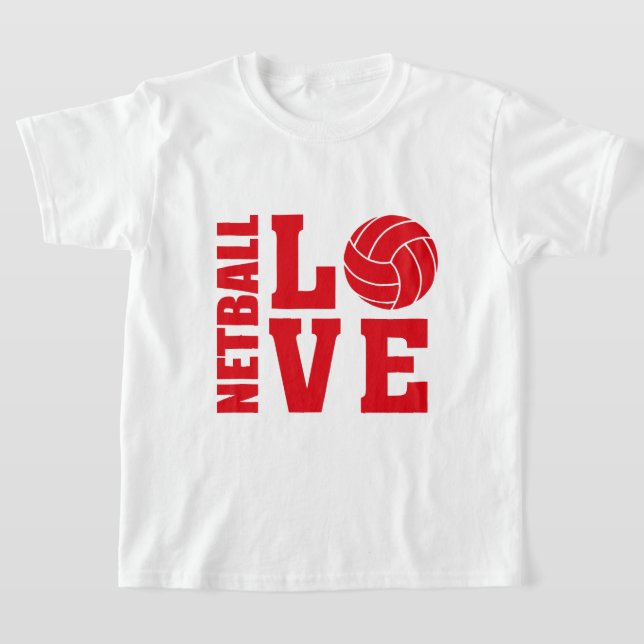T-shirts Amor de Netball Vermelho, Netball (Postura )