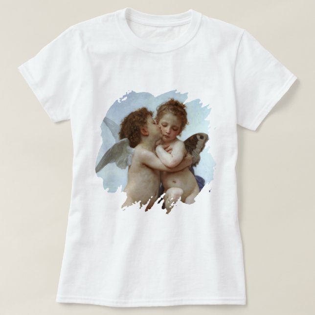 T-shirts Amor e Psyche como Crianças/Angels Primeiro Beijo (Frente do Design)