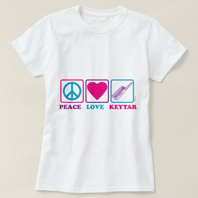 T-shirts Amor Keytar da paz (Frente do Design)