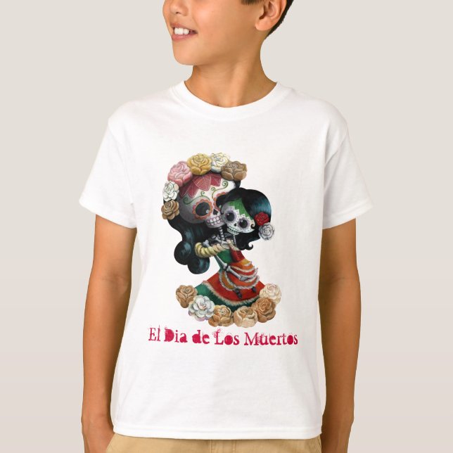 T-shirts Amor maternal de esqueleto mexicano (Frente)