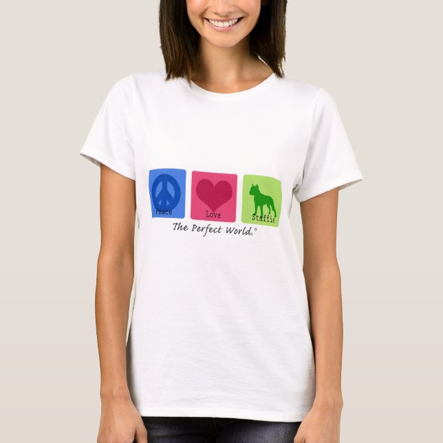 T-shirts Amor Staffie da paz (Frente)