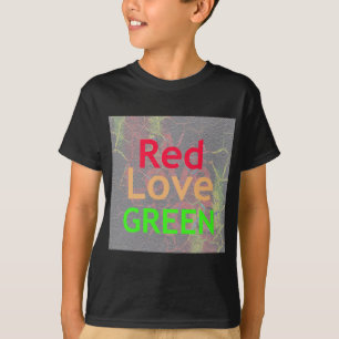 T-SHIRTS AMOR VERDE OURO VERMELHO
