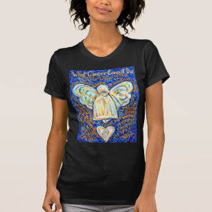 T-shirts &amp azul; Anjo do Cancer Dourado - Grande